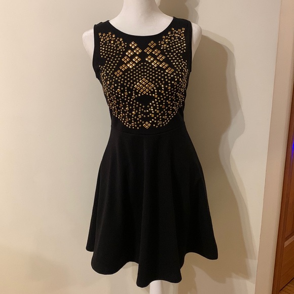 Juniors Studded Front, Sheer Back Dress - Picture 1 of 5